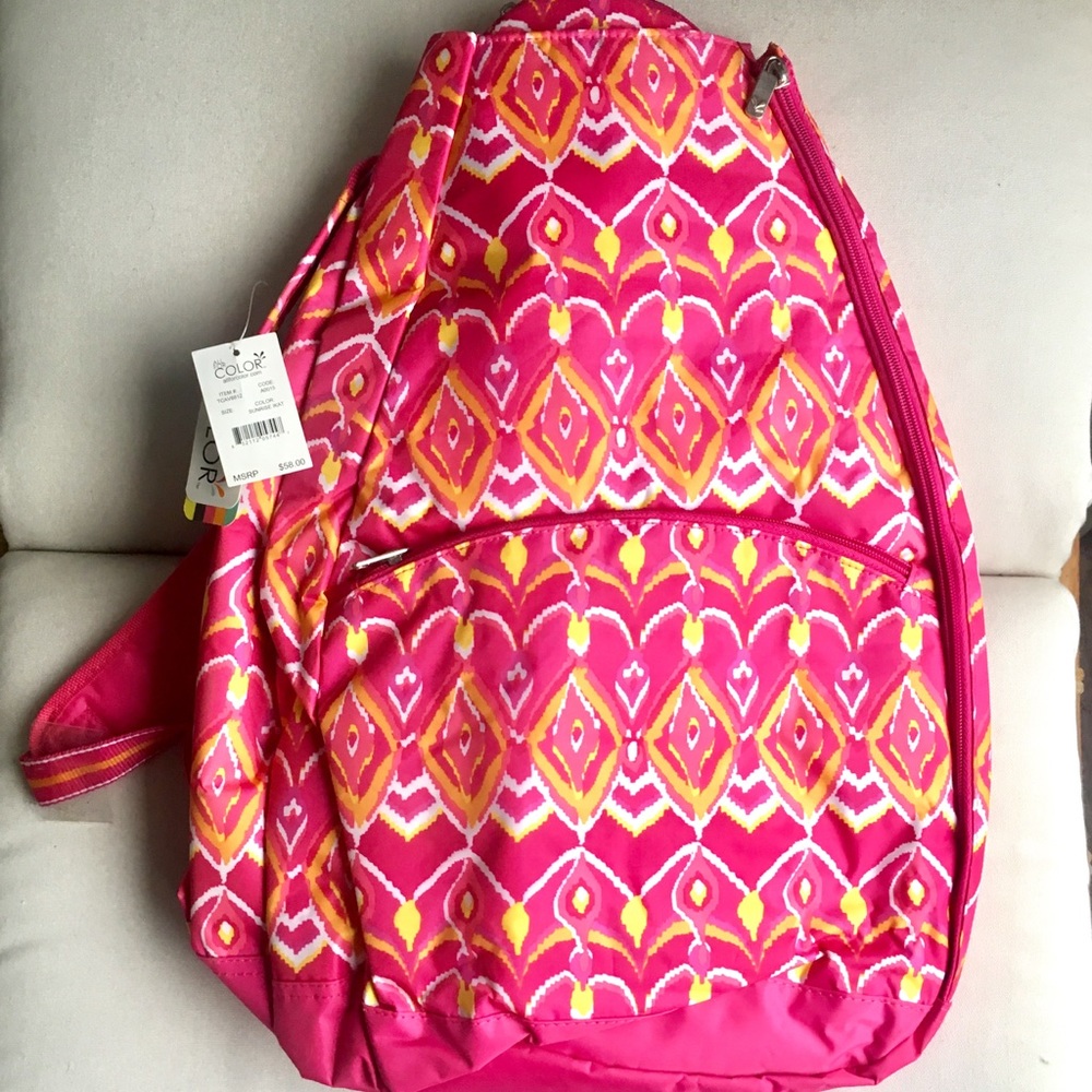 NWT Racquet Back Pack Pink Ikat by All For Color